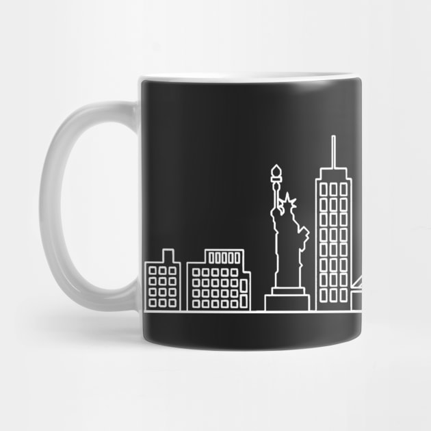 New York Skyline in white with details by Mesyo